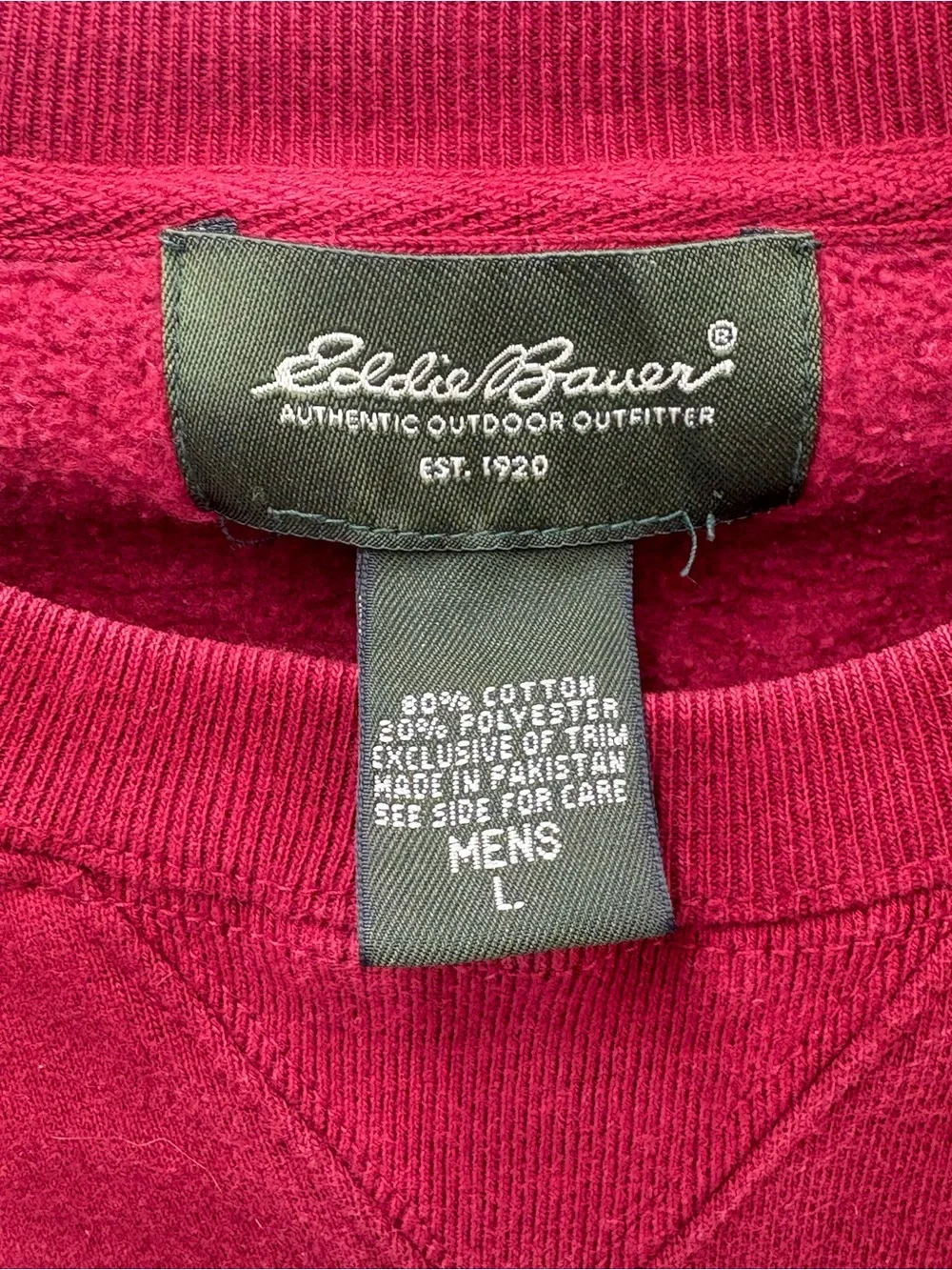 Eddie Bauer 1920 Red Crewneck Sweatshirt Men’s Large Vintage Style